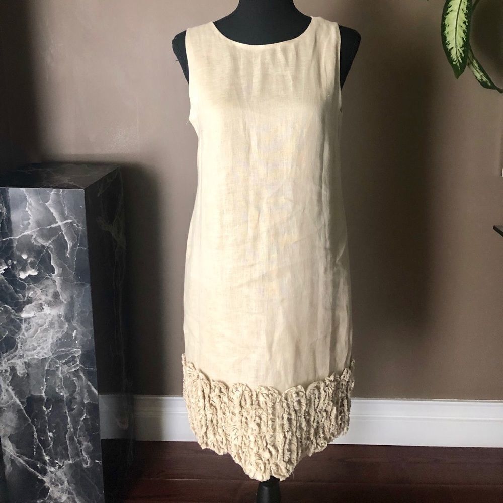 Taylor Linen Dress With Ruffle Design - Picture 1 of 8